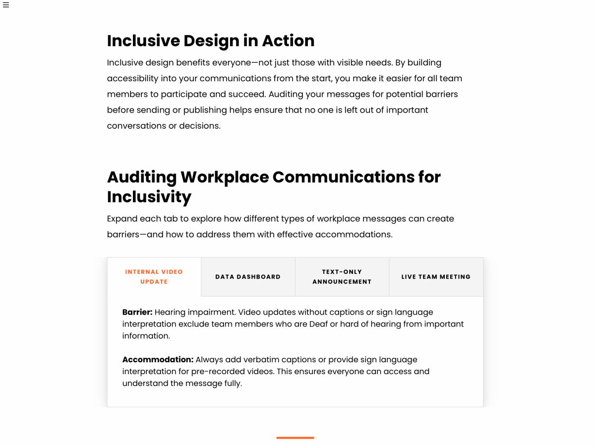 A workplace-scenario screen asking the learner to choose the most effective response.